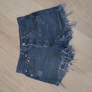 Vintage Levi's Jean Shorts Women's sz 27 501 Button Fly Distressed Rare Black